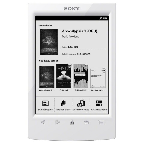 Sony Reader PRS-T2 - in wei&szlig; und ohne Zubeh&ouml;r (Bild: Sony)